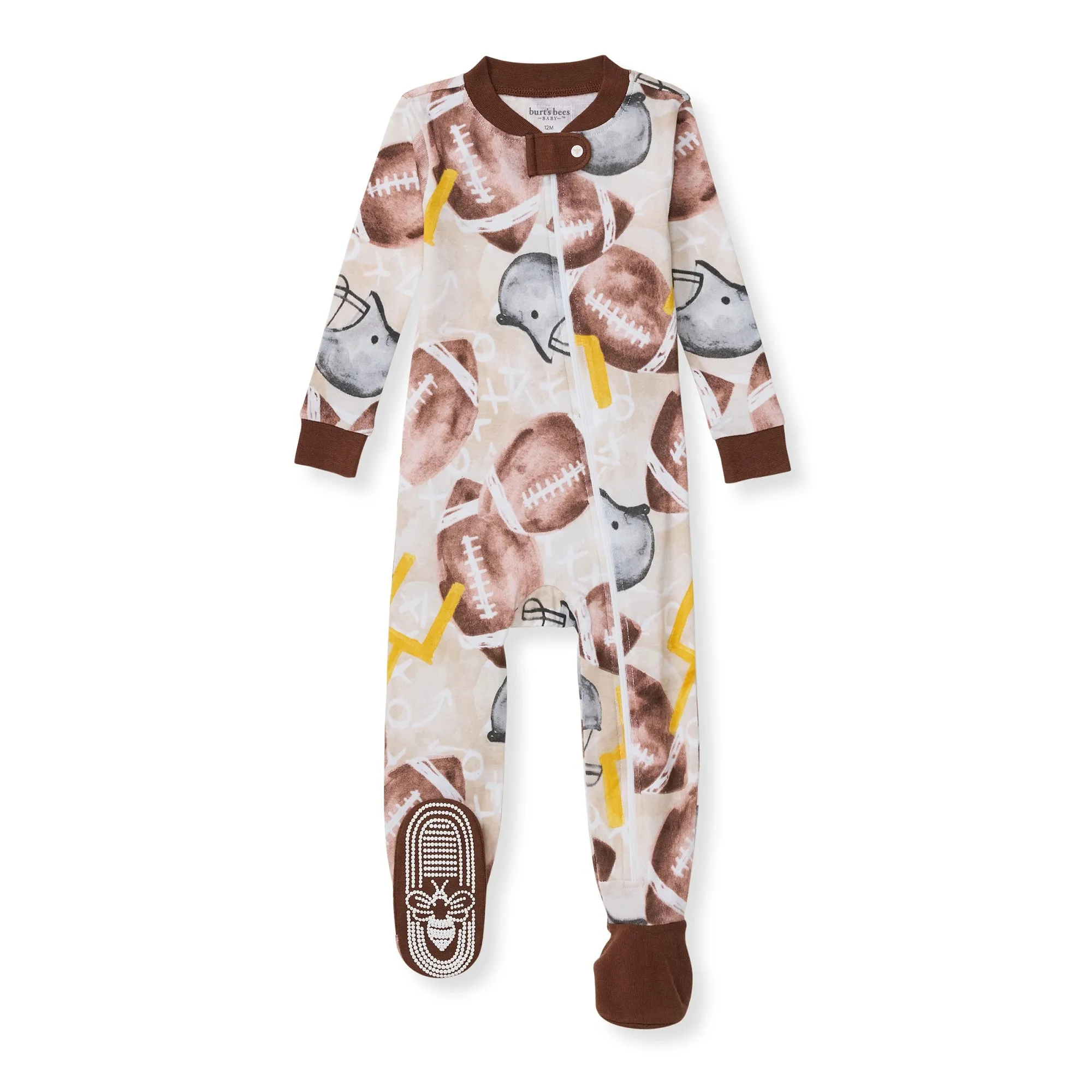 Burt's Bees Organic Baby One-Piece Sleeper Football Season