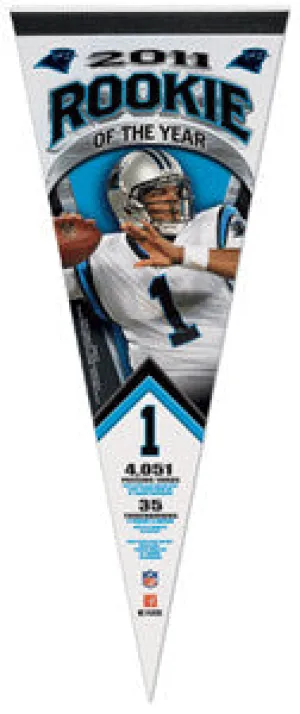 Cam Newton 2011 NFL Rookie of the Year Premium Felt Commemorative Pennant