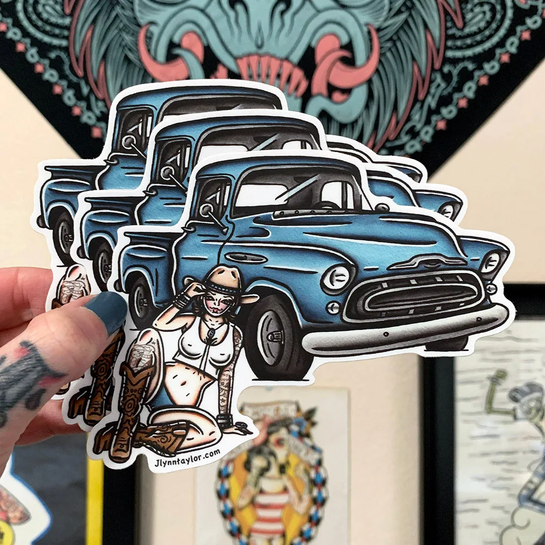 Chevy Pickup Pinup Sticker