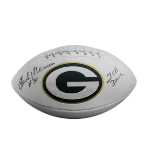 Chuck Mercein Green Bay Packers Autographed Full Size Logo Football (JSA) Ice Bowl Inscription