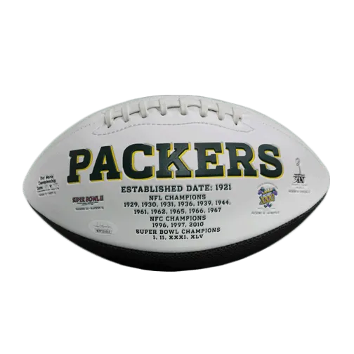 Chuck Mercein Green Bay Packers Autographed Full Size Logo Football (JSA) Ice Bowl Inscription