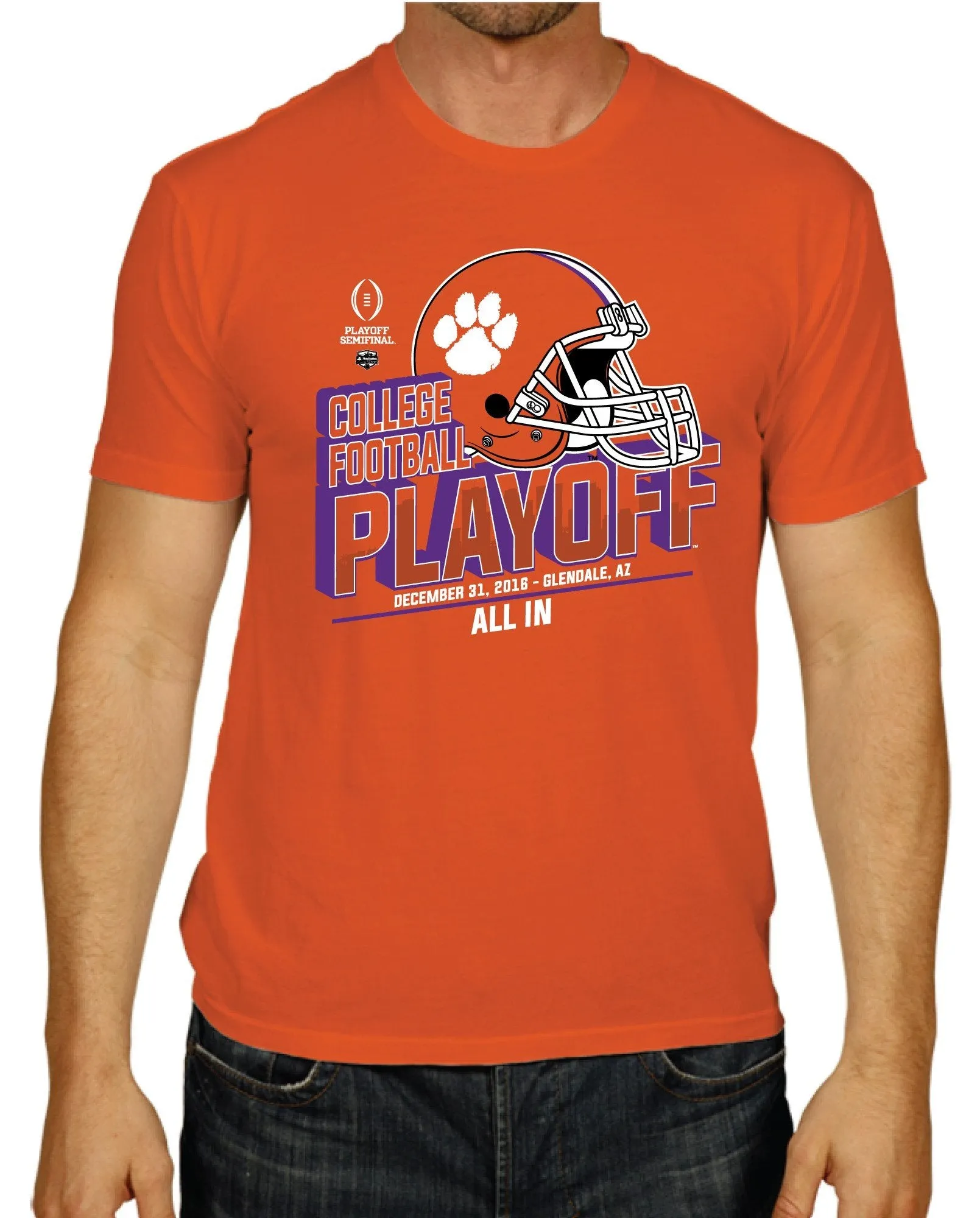 Clemson Tigers 2017 College Football Playoff Semifinal Orange Helmet T-Shirt