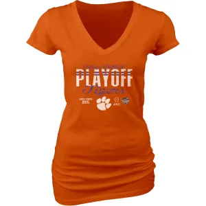 Clemson Tigers Blue 84 Women 2016 College Football Playoff V-Neck T-Shirt