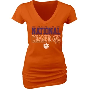 Clemson Tigers JR WOMEN 2016 College Football Champions Orange V-Neck T-Shirt