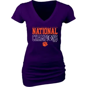 Clemson Tigers JR WOMEN 2016 College Football Champions Purple V-Neck T-Shirt