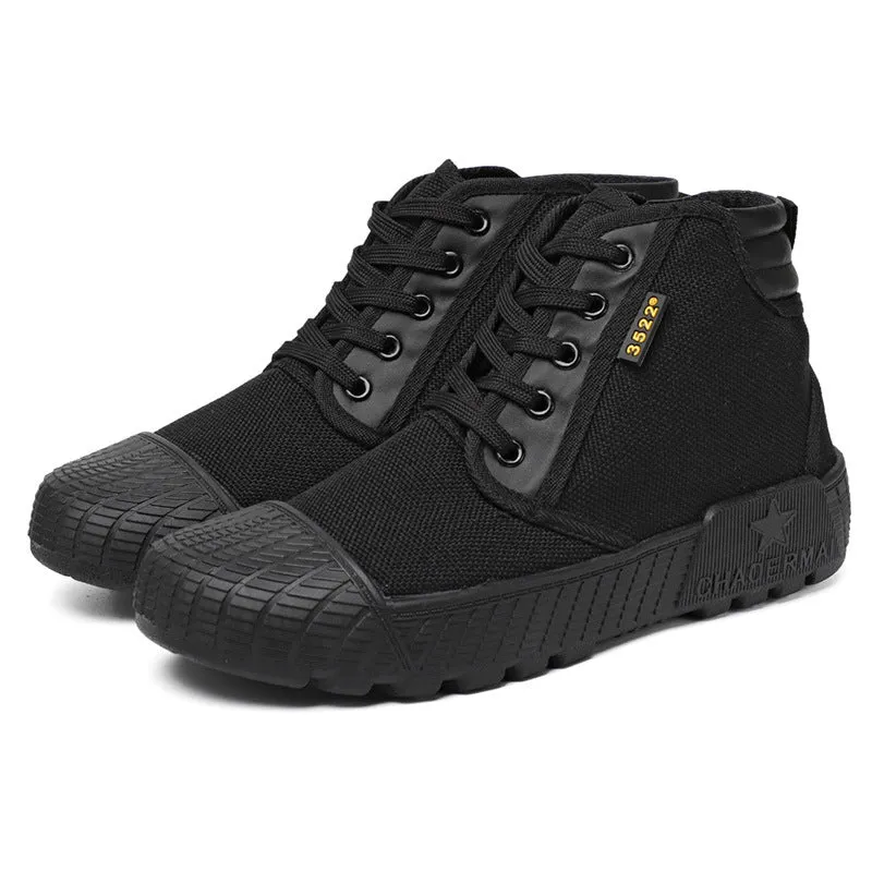 Construction Site Wear-resistant Non-slip High Top Canvas Breathable Shoes