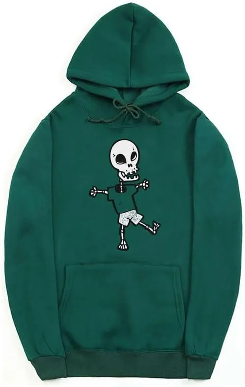 CORIRESHA Halloween Skull Hoodie Long Sleeve Drawstring Kangaroo Pocket Funny Sweatshirt