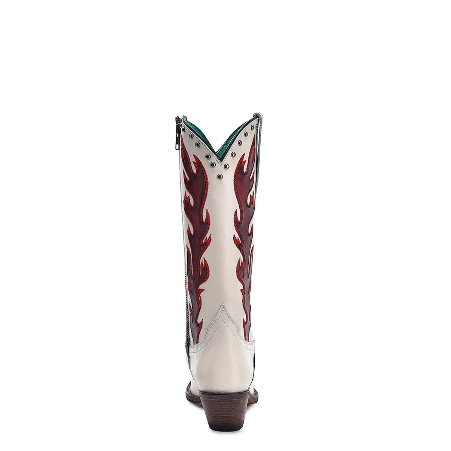 Corral Womens Red Embroidery Overlay Pointed White Cowhide 13in Cowboy Boots