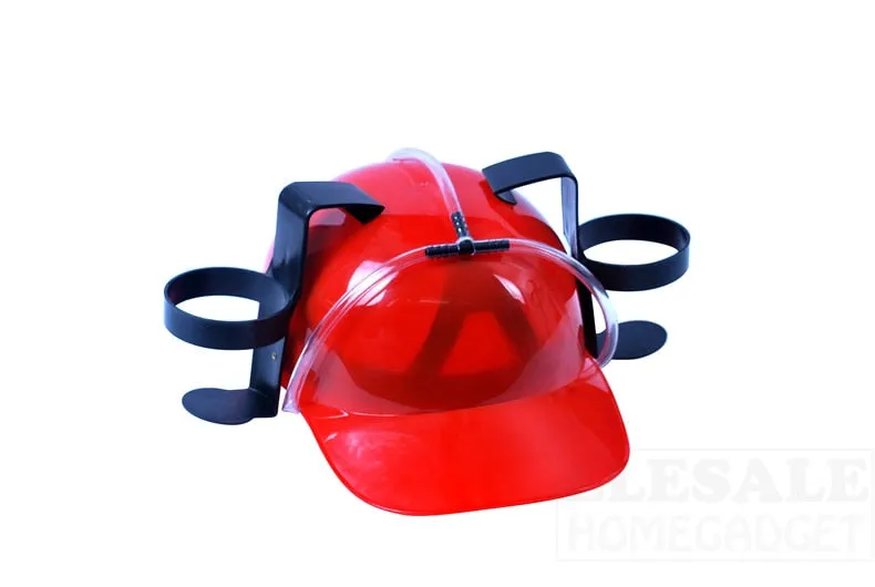 Creative Lazy Drinking Hat Beer Sada Can Dual Holder Helmet Cap With Soft Straw Bar Fun Unique Party Football Game Hats