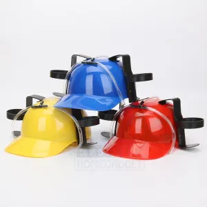 Creative Lazy Drinking Hat Beer Sada Can Dual Holder Helmet Cap With Soft Straw Bar Fun Unique Party Football Game Hats