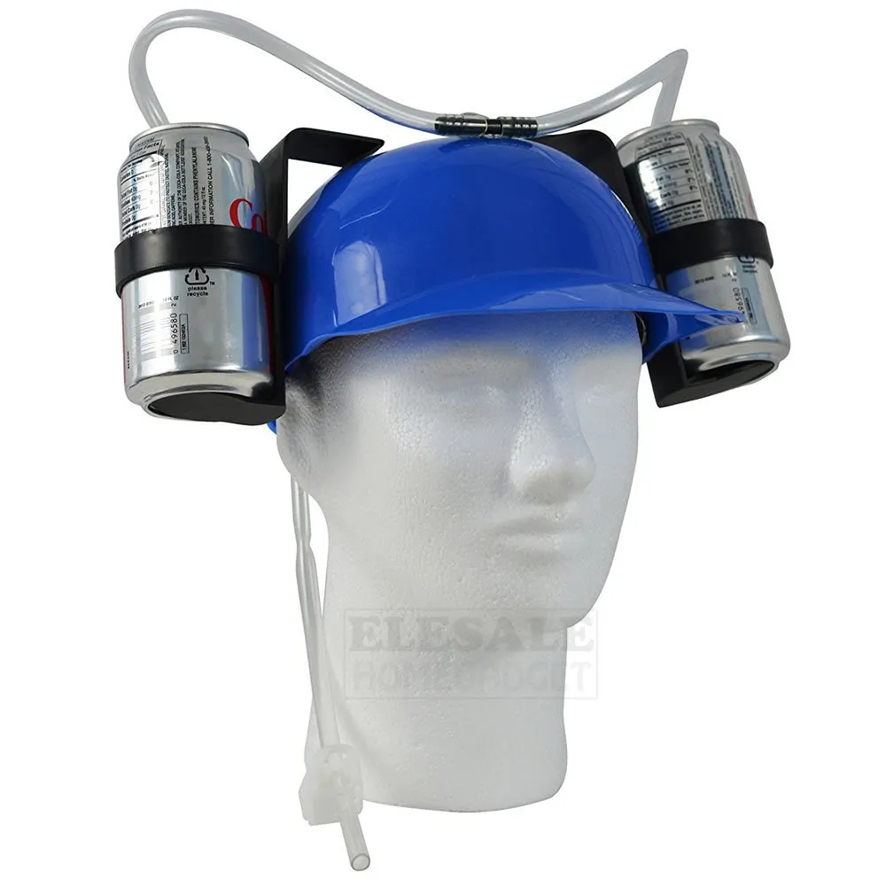 Creative Lazy Drinking Hat Beer Sada Can Dual Holder Helmet Cap With Soft Straw Bar Fun Unique Party Football Game Hats