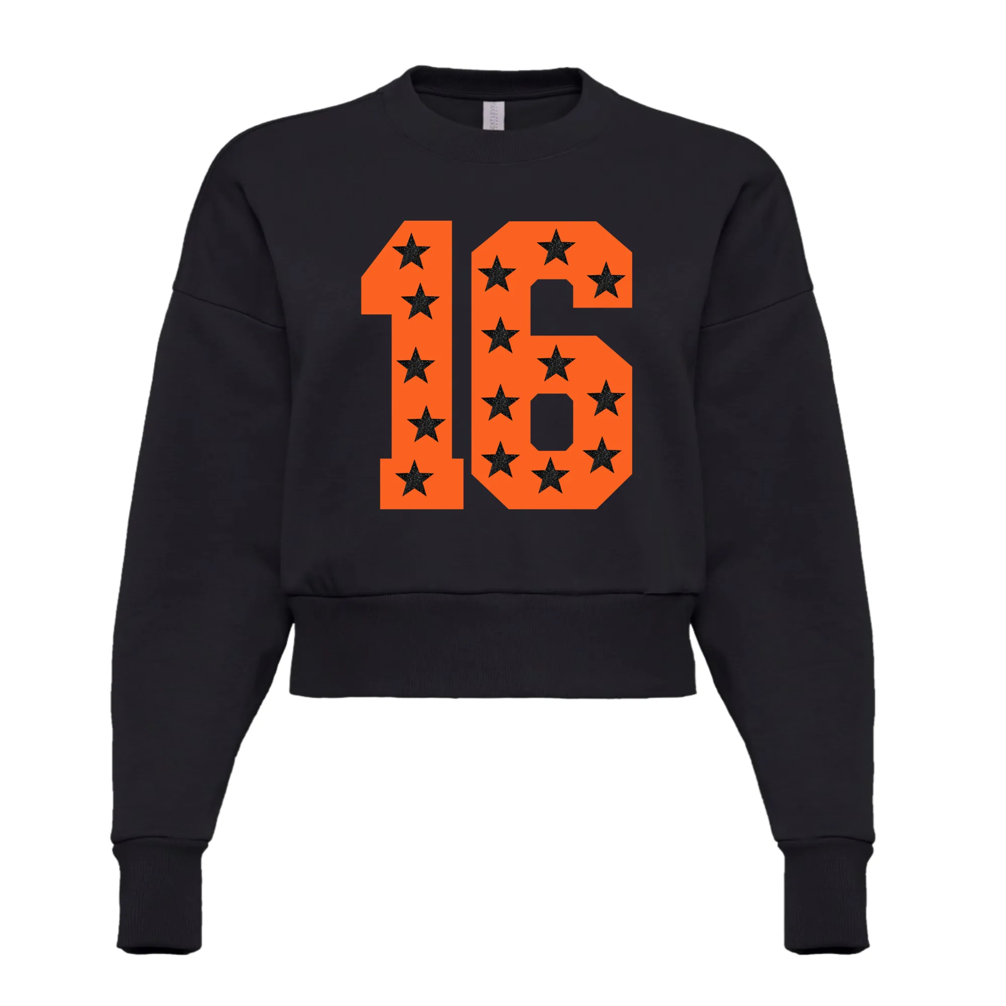 CROPPED Custom Number School Colors Sports Sweatshirt -(Lots of Color Options) Football/Soccer/ Volleyball/ Baseball/ Softball Mom Sweatshirt with Number -Faux Glitter Stars