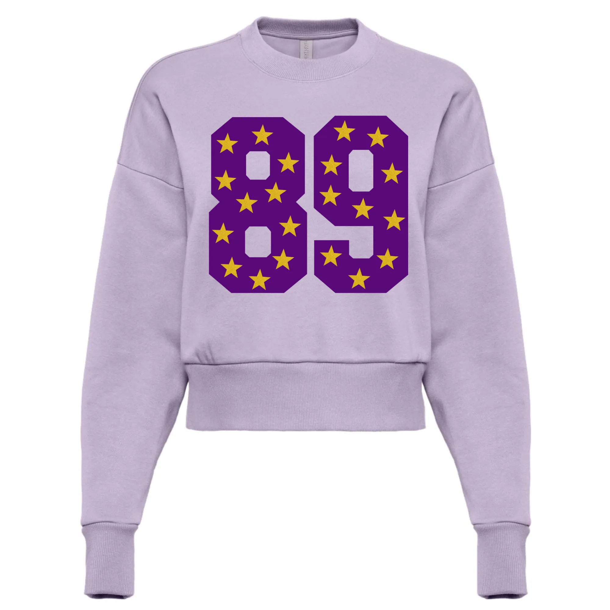 CROPPED Custom Number School Colors Sports Sweatshirt -(Lots of Color Options) Football/Soccer/ Volleyball/ Baseball/ Softball Mom Sweatshirt with Number -Faux Glitter Stars