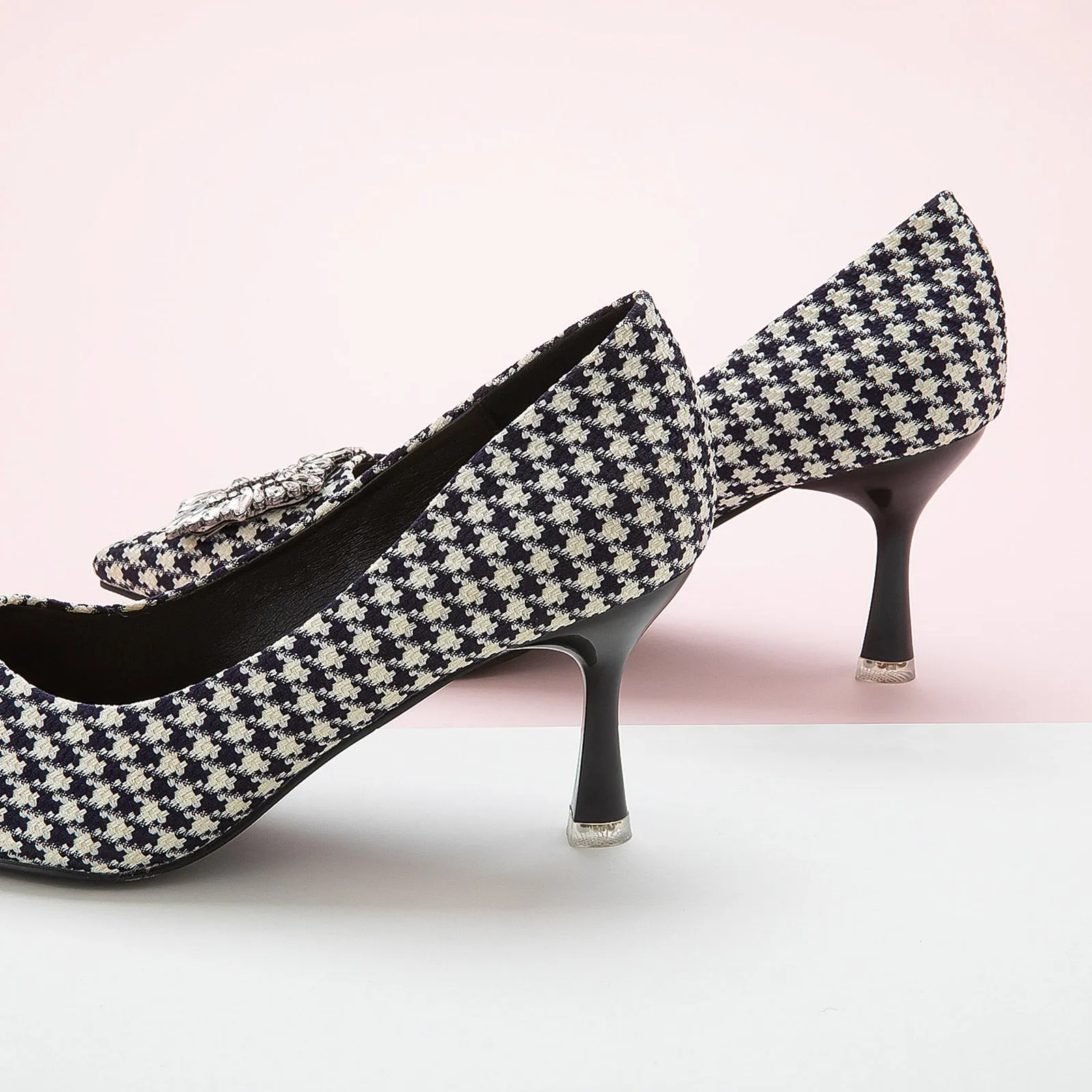 Crystal Buckle Tweed Pumps (Olivia)