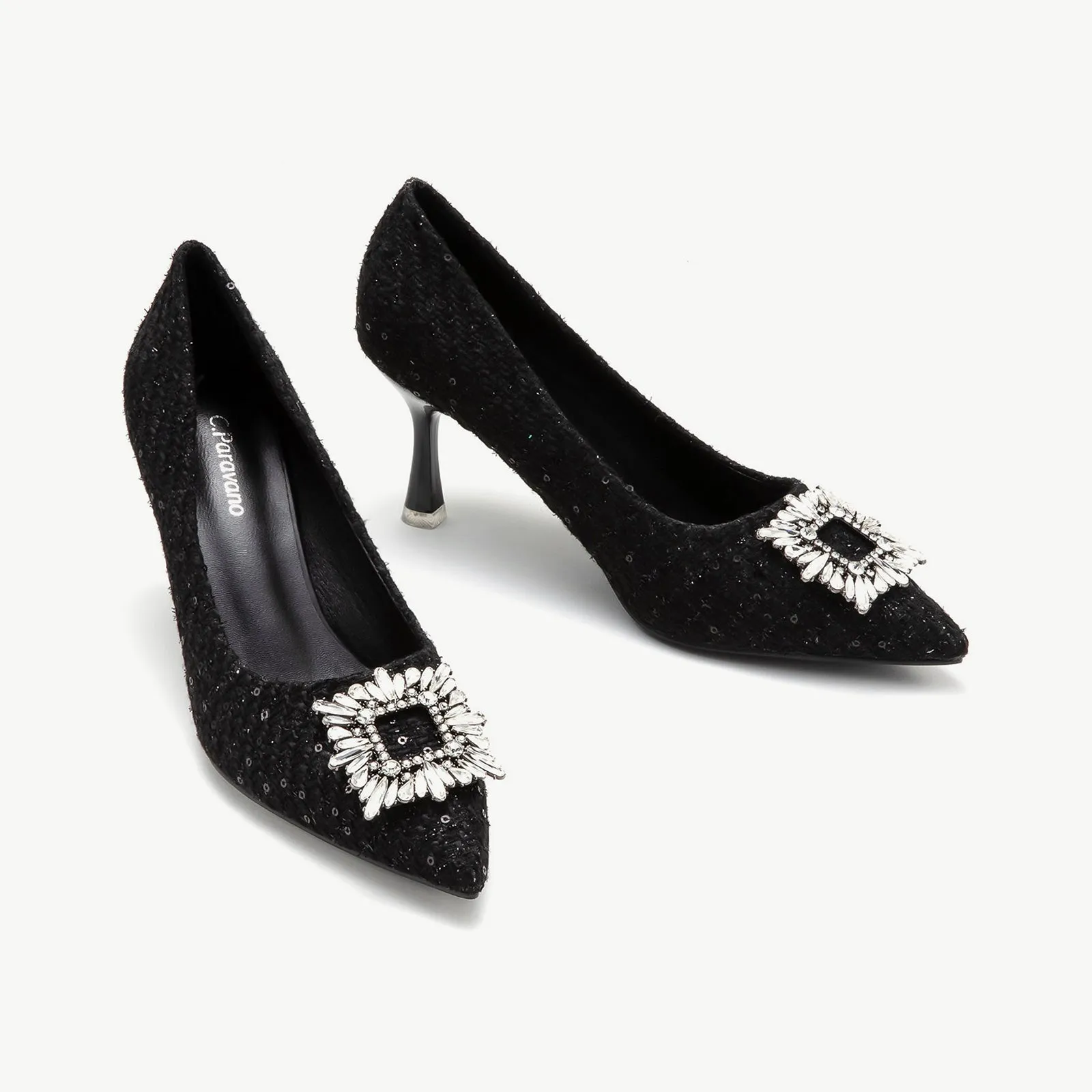 Crystal Buckle Tweed Pumps (Olivia)