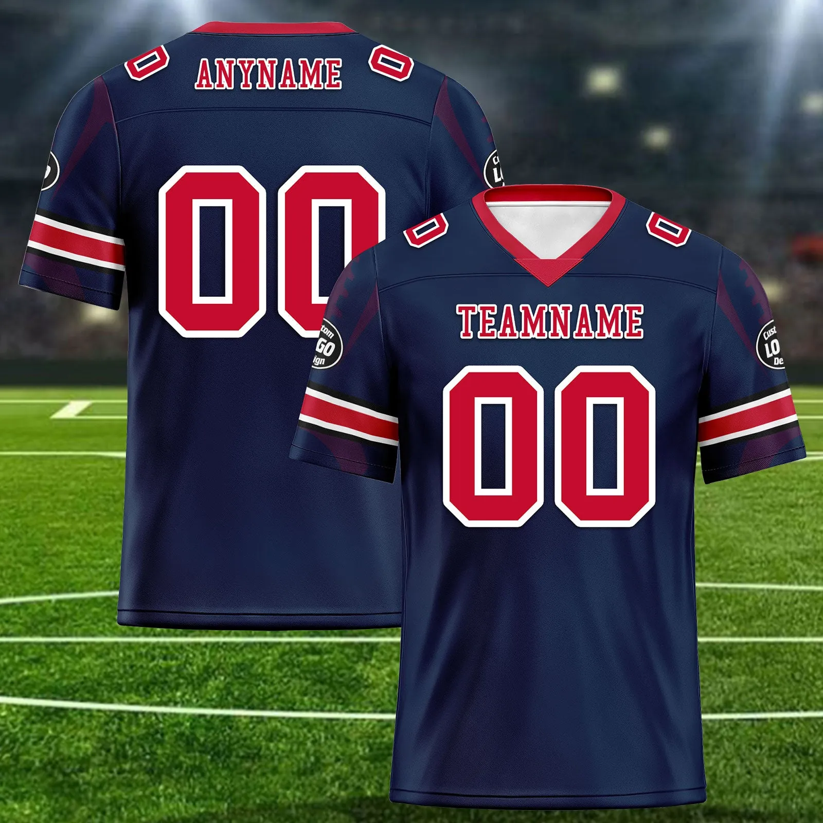 Custom Blue New England Football Jersey and Sports Shoes Combo Offer Personalized Combo ZH-D025008-26