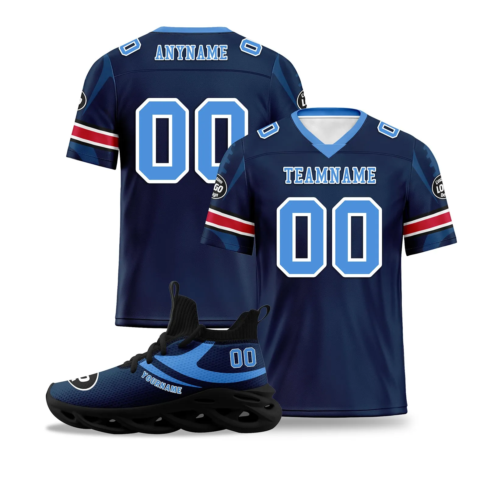 Custom Blue Tennessee Football Jersey and Sports Shoes Combo Offer Personalized Combo ZH-D025008-32