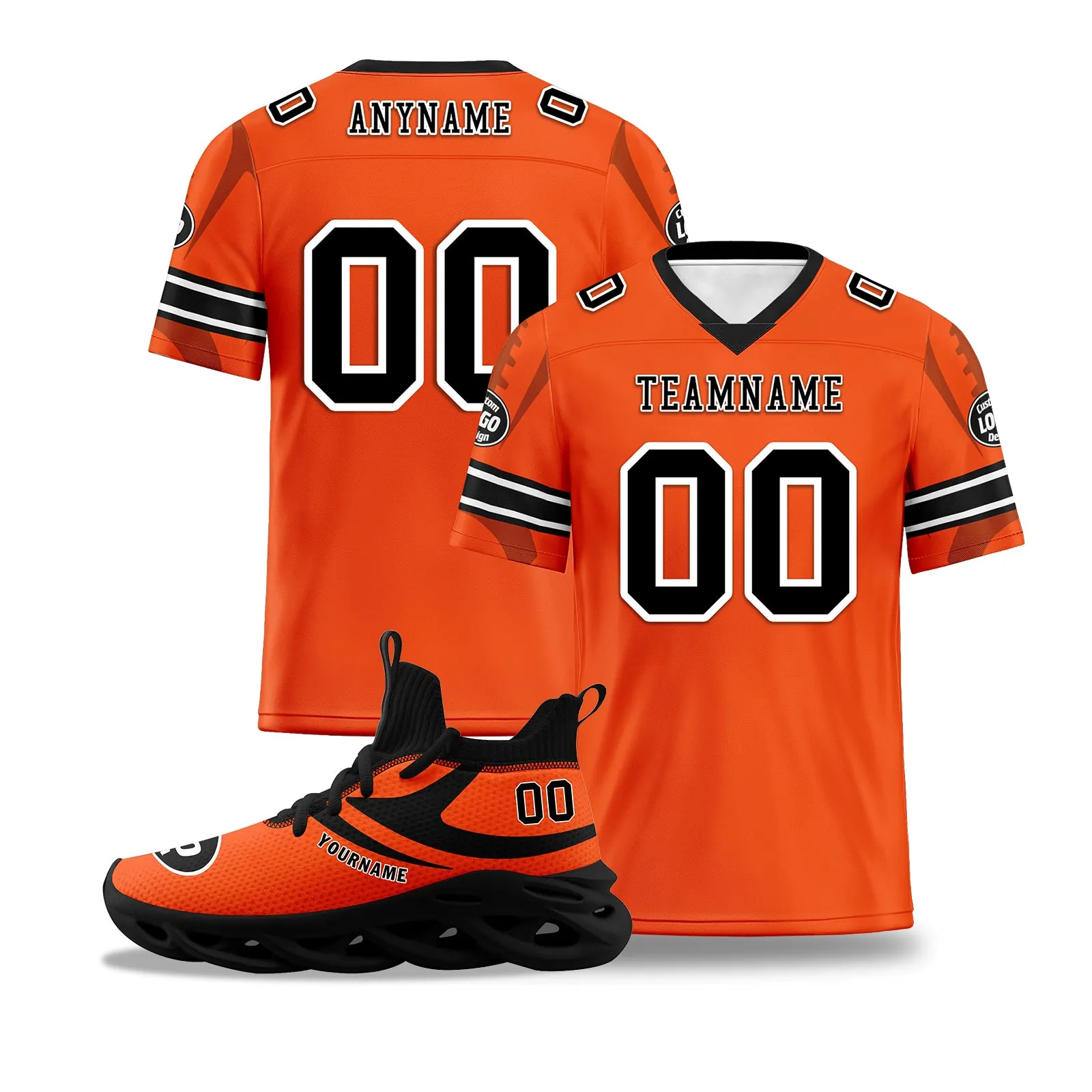 Custom Orange Cincinnati Football Jersey and Sports Shoes Combo Offer Personalized Combo ZH-D025008-6