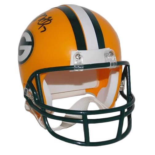 Davante Adams Packers Autographed Mini Football Helmet Yellow (JSA)