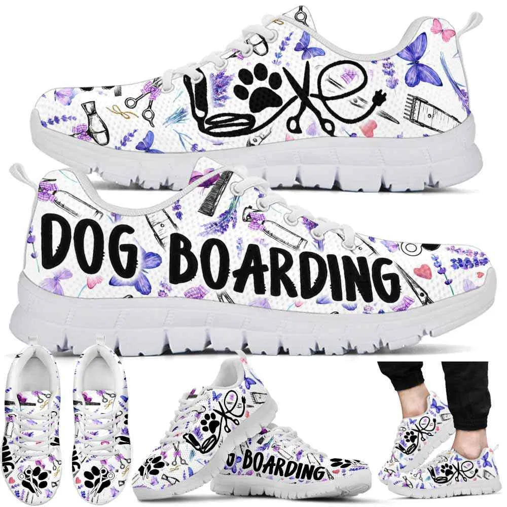 Dog Boarding Lavender Tools Sneakers Shoes, Dog Print Shoes, Best Running Shoes, Unique Gifts For Dog Lovers