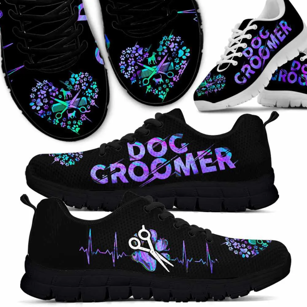 Dog Groomer Sneaker, Dog Groomer Heartbeat Gradient Sneakers Shoes, Best Running Shoes, Unique Gifts For Dog Lovers