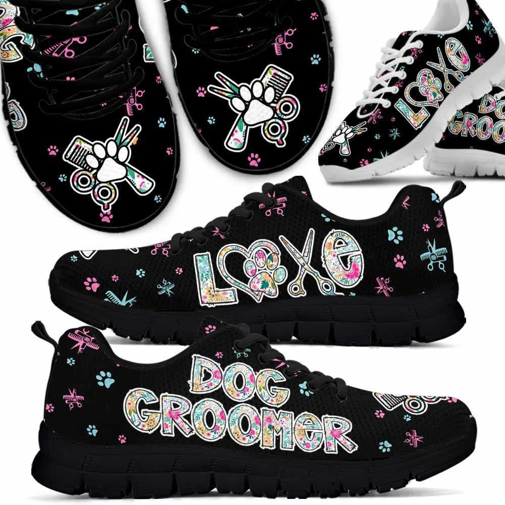 Dog Groomer Sneaker, Dog Groomer Love Cute Floral Sneakers Shoes, Best Running Shoes, Unique Gifts For Dog Lovers