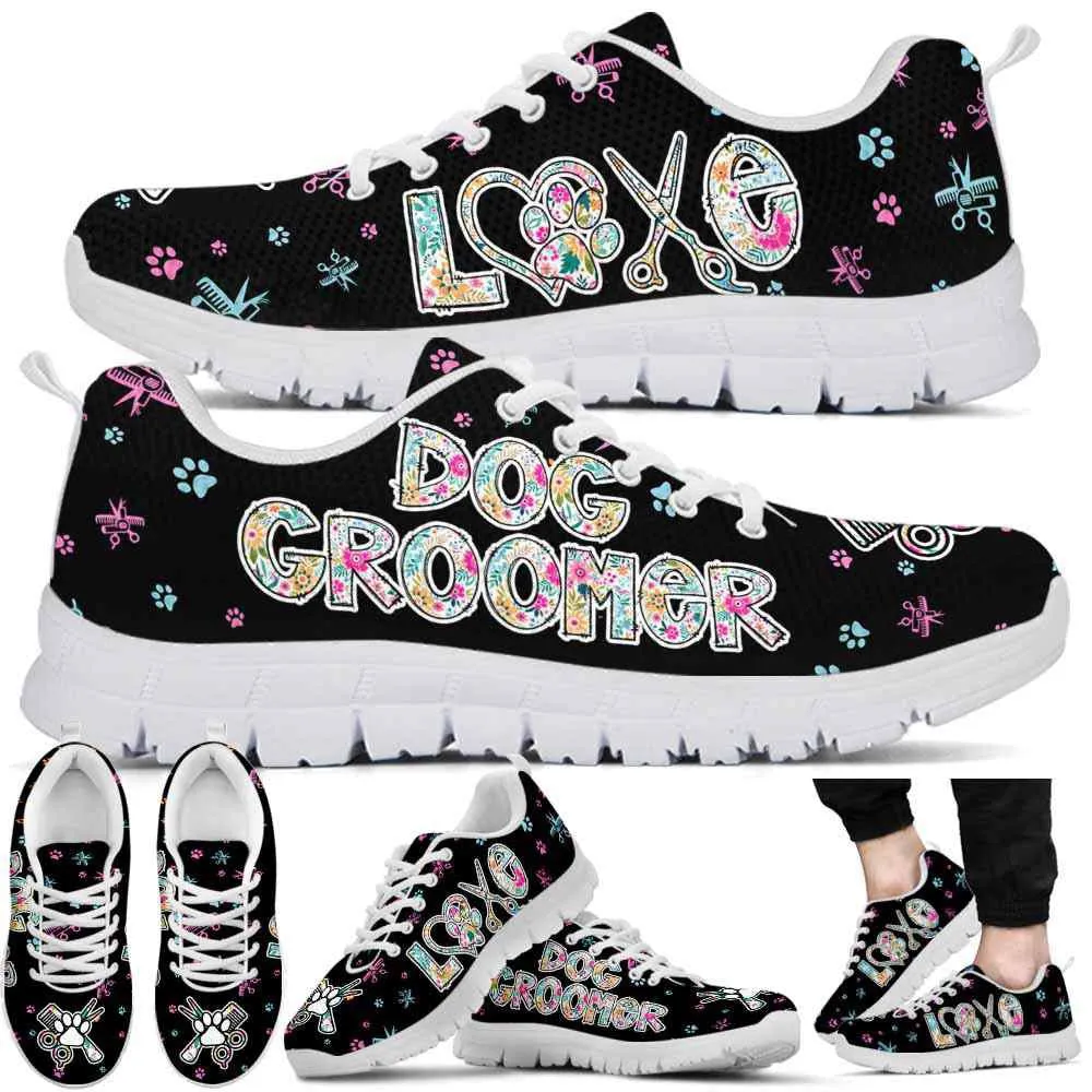 Dog Groomer Sneaker, Dog Groomer Love Cute Floral Sneakers Shoes, Best Running Shoes, Unique Gifts For Dog Lovers