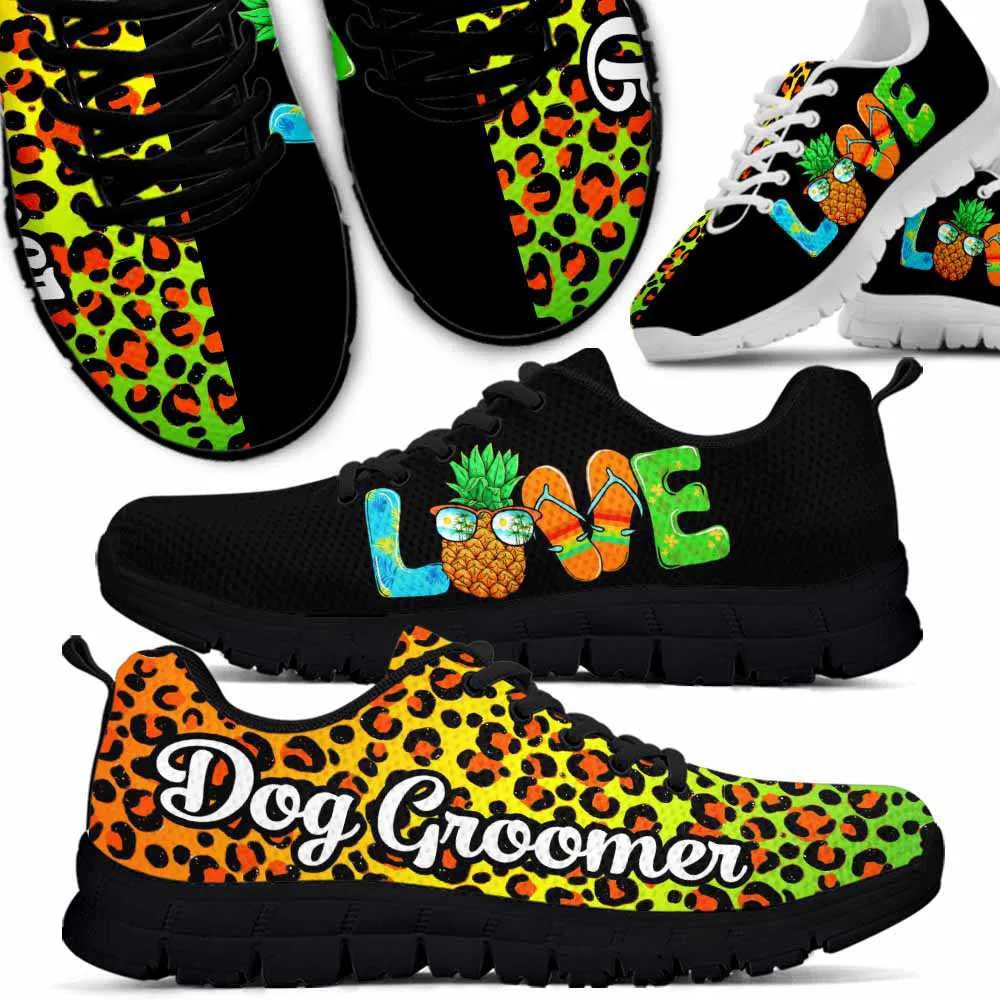 Dog Groomer Sneaker, Dog Groomer Summer Leopard Love Sneakers Shoes, Best Running Shoes, Unique Gifts For Dog Lovers