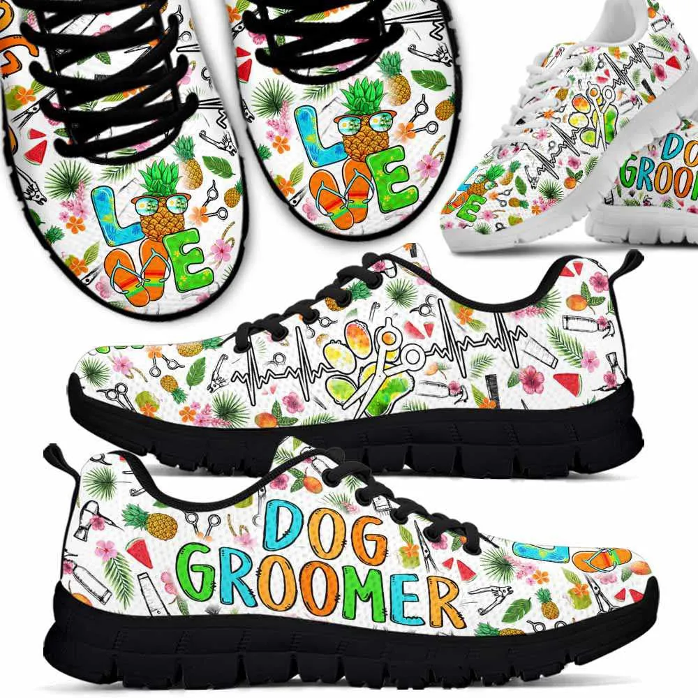 Dog Groomer Sneaker, Dog Groomer Summer Pattern Heartbeat Love Sneakers Shoes, Best Running Shoes, Unique Gifts For Dog Lovers