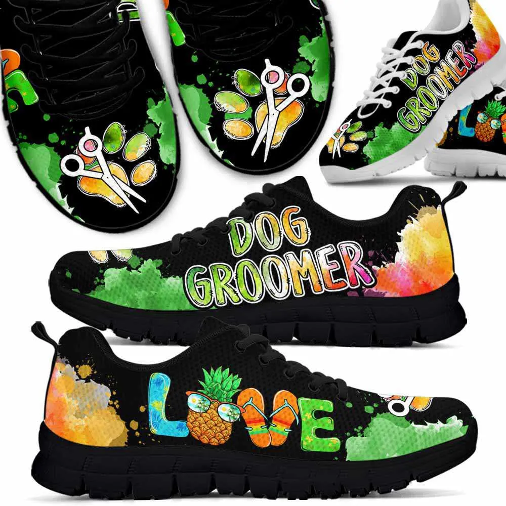 Dog Groomer Sneaker, Dog Groomer Summer Watercolor Love Sneakers Shoes, Best Running Shoes, Unique Gifts For Dog Lovers