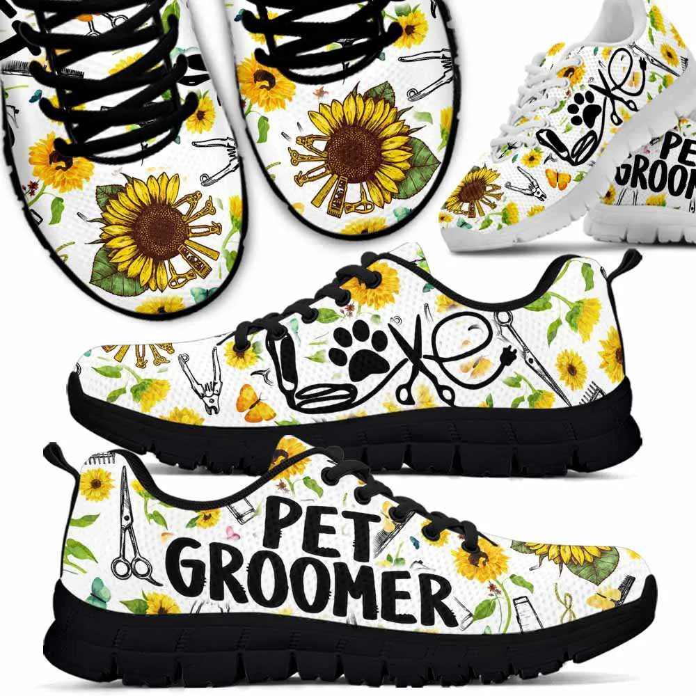 Dog Groomer Sneaker, Dog Groomer Sunflower Love Tools Pattern Sneakers Shoes, Best Running Shoes, Unique Gifts For Dog Lovers