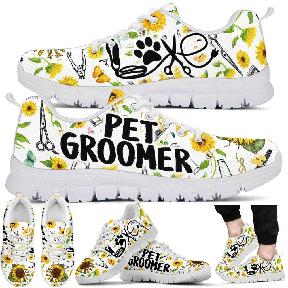 Dog Groomer Sneaker, Dog Groomer Sunflower Love Tools Pattern Sneakers Shoes, Best Running Shoes, Unique Gifts For Dog Lovers