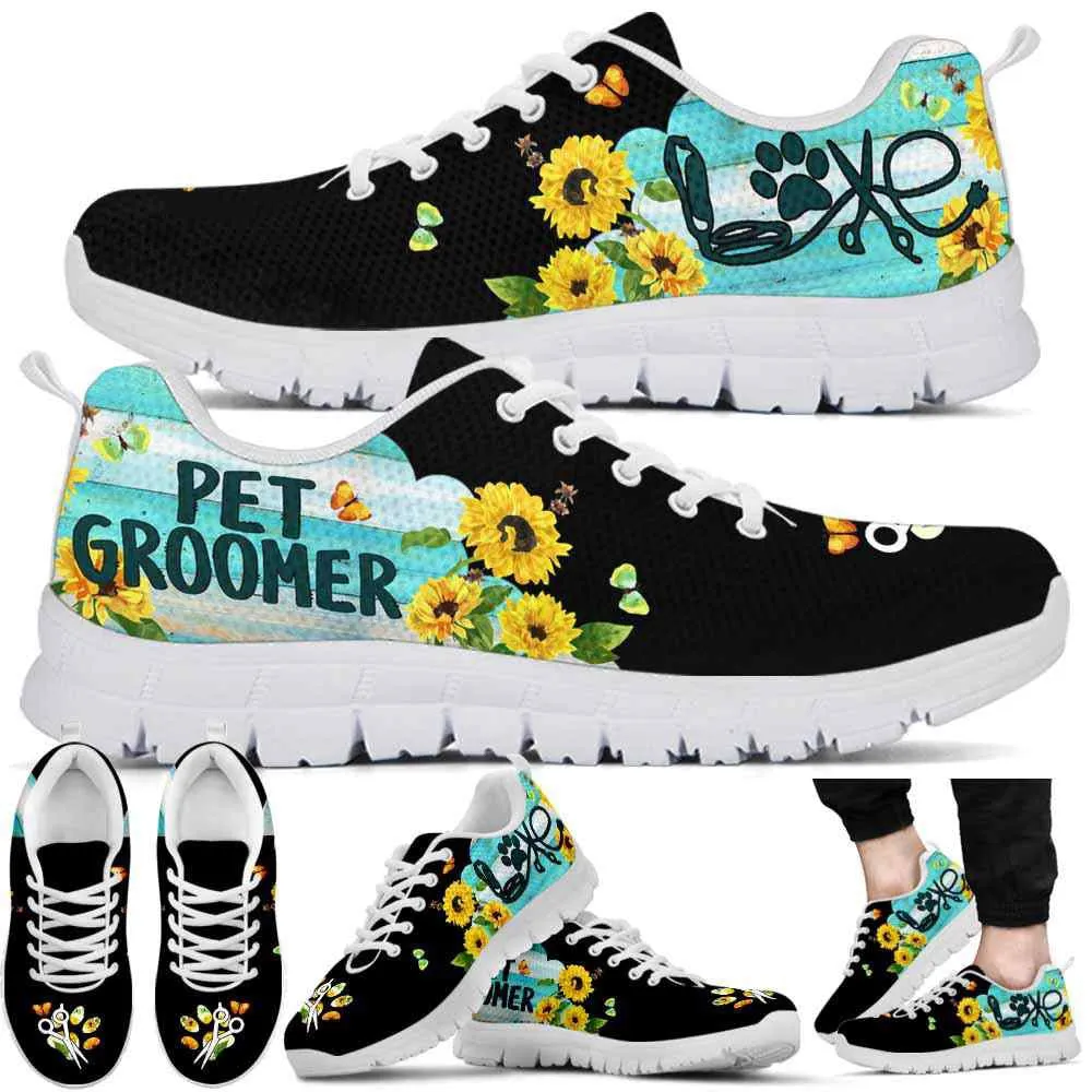 Dog Groomer Sneaker, Dog Groomer Teal Cloud Sunflower Sneakers Shoes, Best Running Shoes, Unique Gifts For Dog Lovers