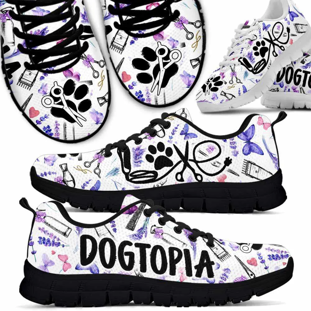 Dog Spa Dogtopia Lavender Tools Sneakers Shoes, Dog Print Shoes, Best Running Shoes, Unique Gifts For Dog Lovers