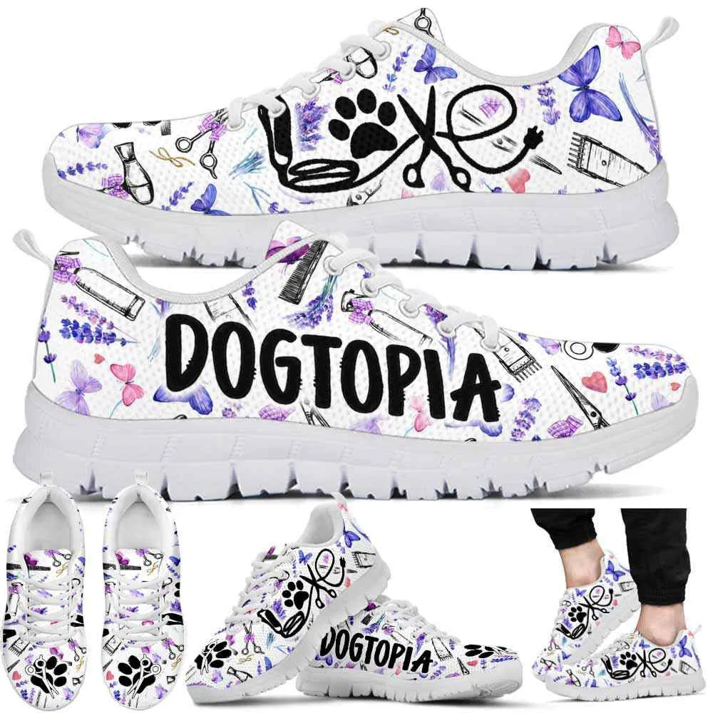 Dog Spa Dogtopia Lavender Tools Sneakers Shoes, Dog Print Shoes, Best Running Shoes, Unique Gifts For Dog Lovers