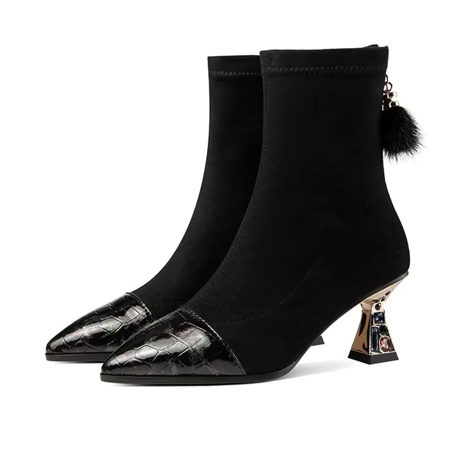 Elegant Zipper Pointed Toe Stiletto High Heel Boots