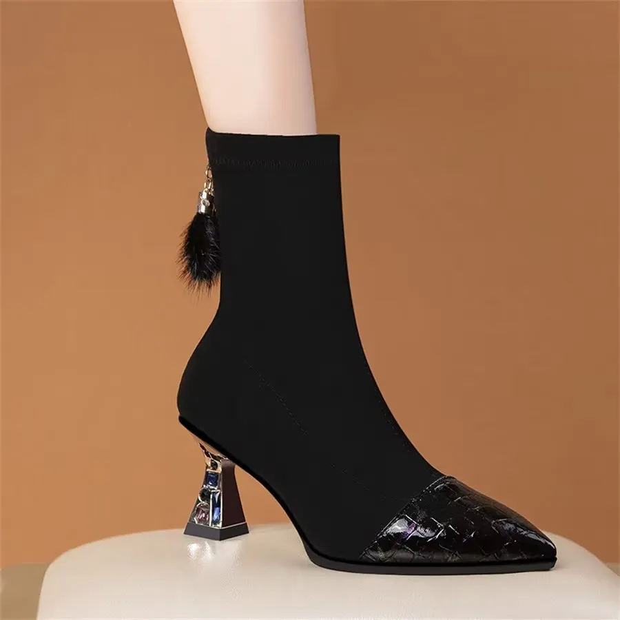 Elegant Zipper Pointed Toe Stiletto High Heel Boots