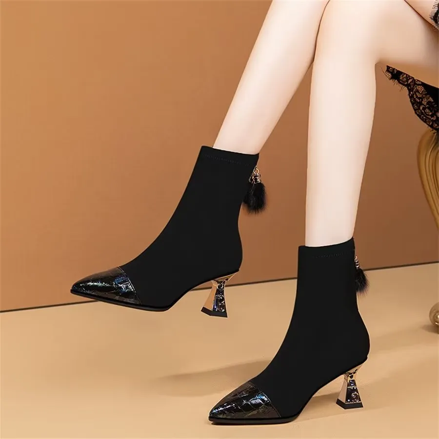 Elegant Zipper Pointed Toe Stiletto High Heel Boots