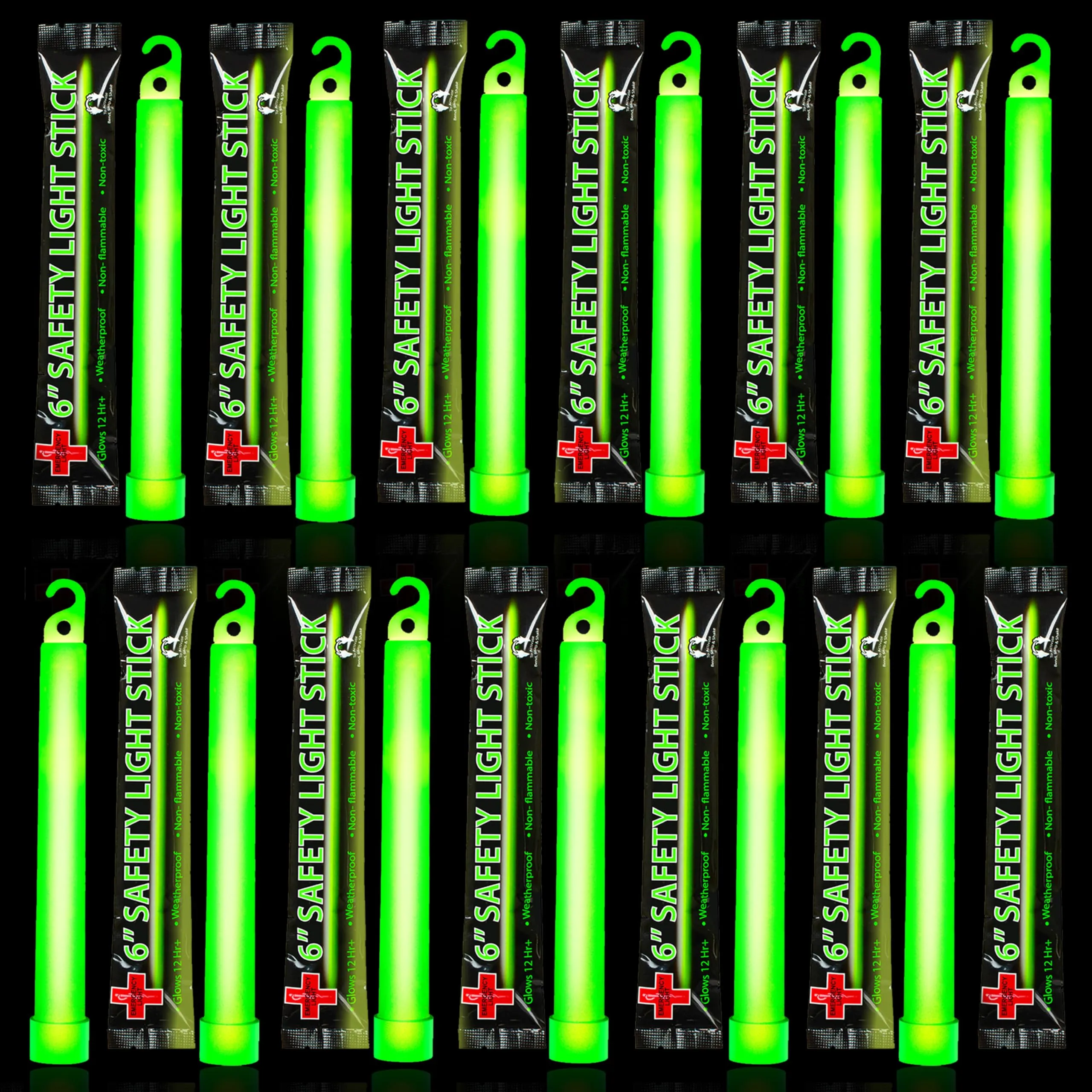 Emergency 10 Ultra Bright Green Glow Sticks - Individual Packed With Lanyard - For Camping Survival - Glow Lights for Blackouts, Hurricane and Storms- 6 Inch Chem Light Sticks with 12 Hour Duration