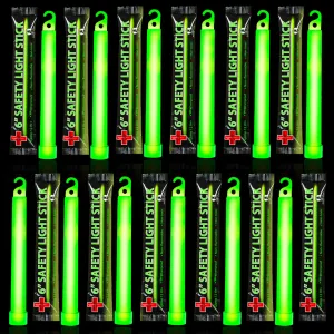 Emergency 10 Ultra Bright Green Glow Sticks - Individual Packed With Lanyard - For Camping Survival - Glow Lights for Blackouts, Hurricane and Storms- 6 Inch Chem Light Sticks with 12 Hour Duration