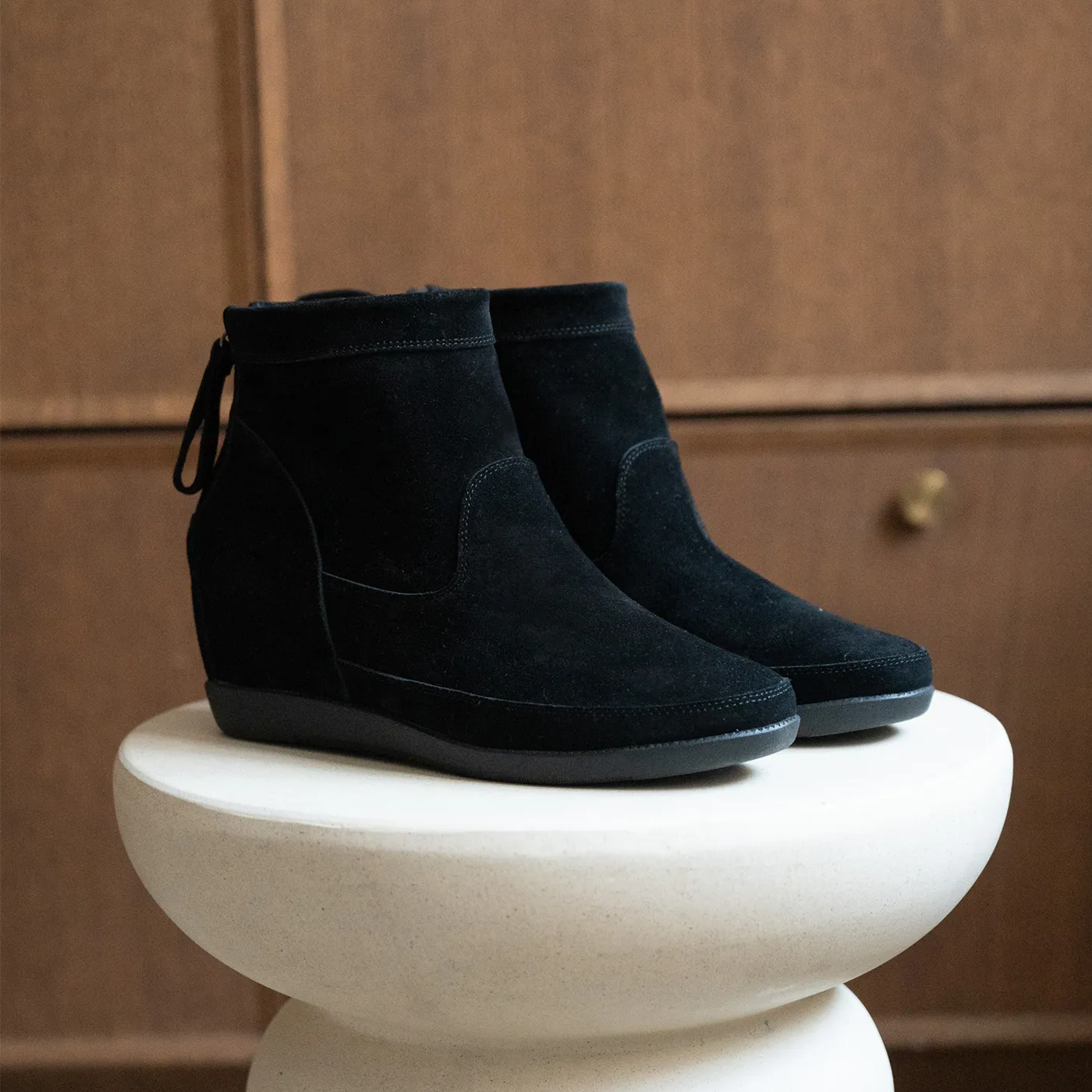 Emmy Suede Wedge - BLACK/BLACK