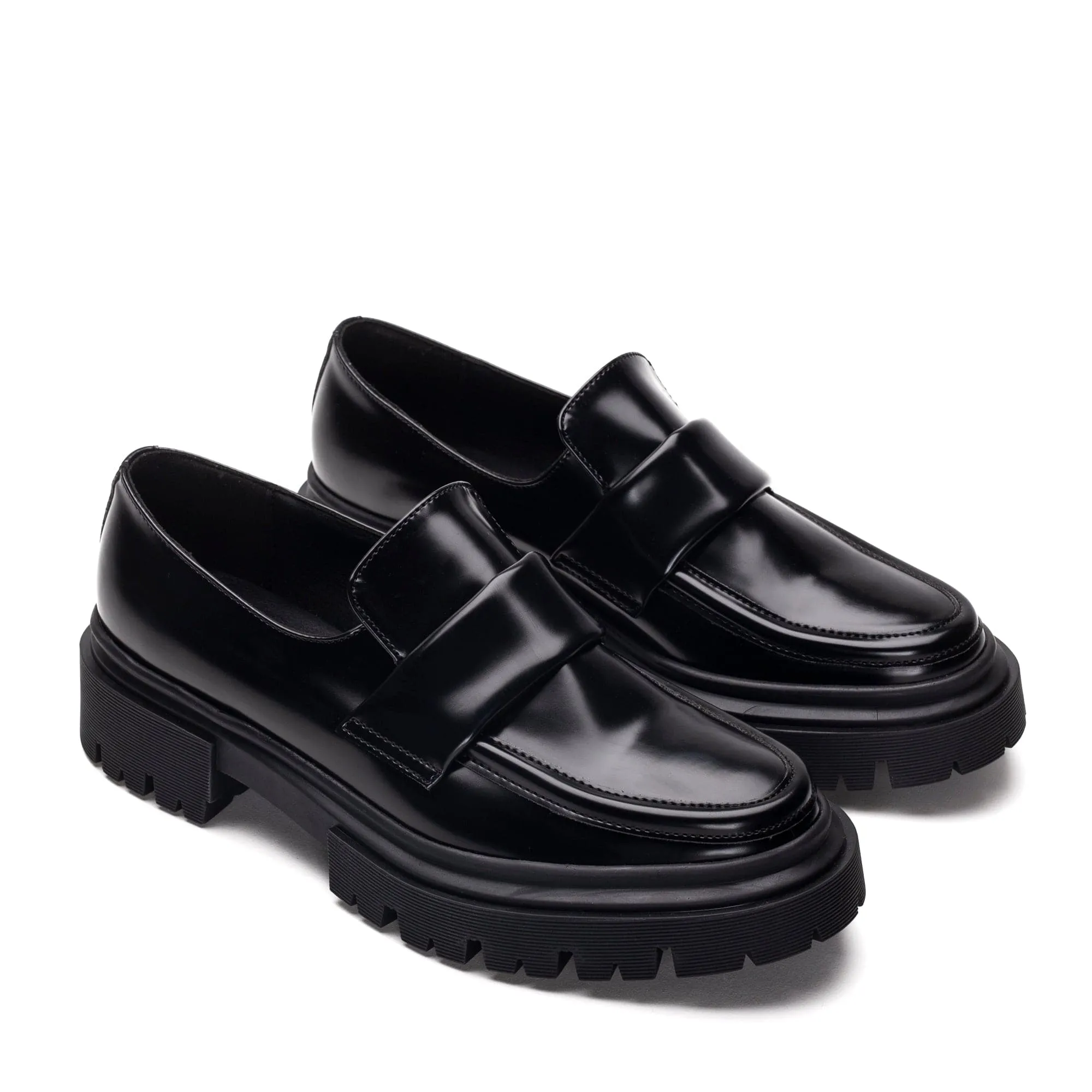 Esel Women's Vegan Leather Chunky Loafers | Black