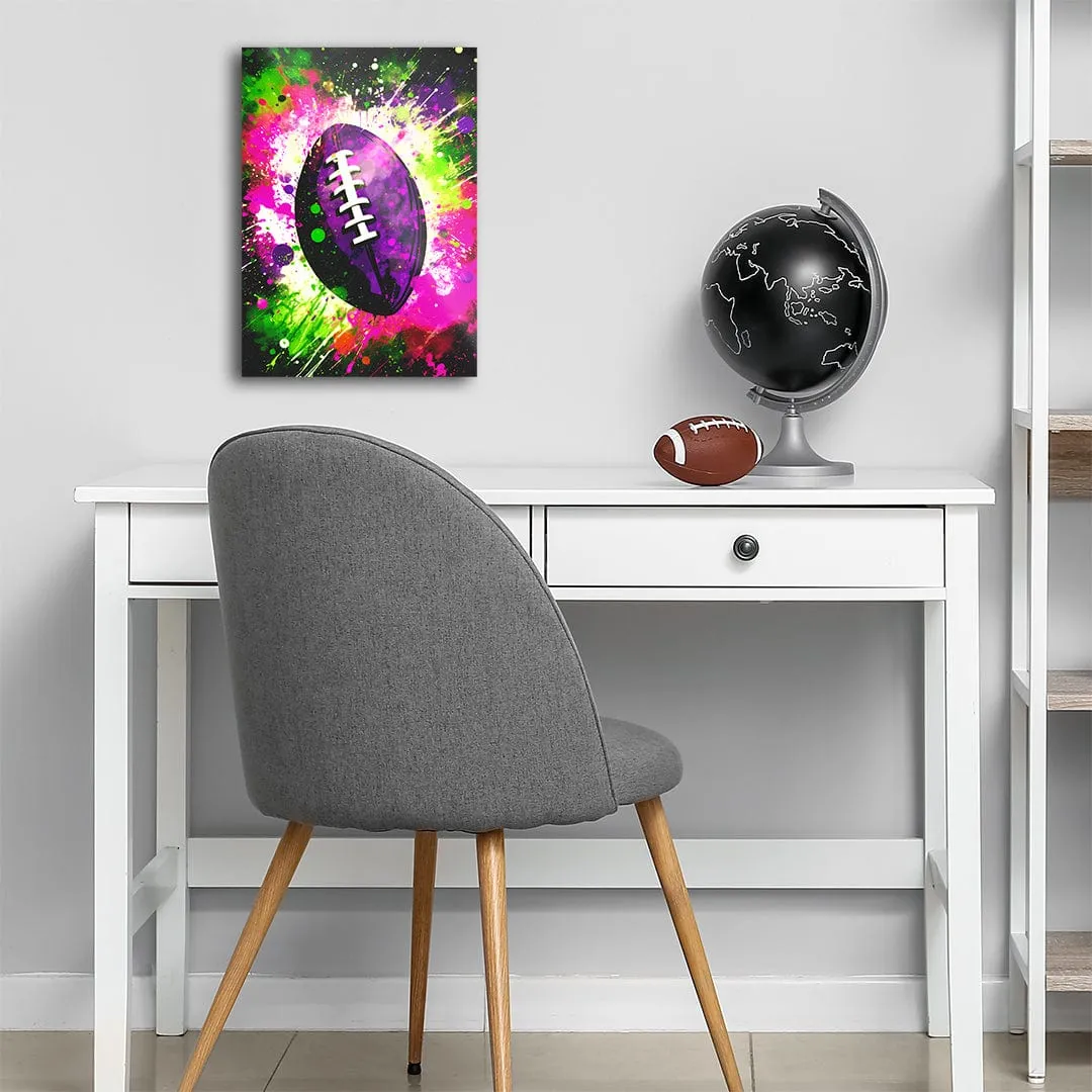 Explosion Purple Football - Metal Wall Art