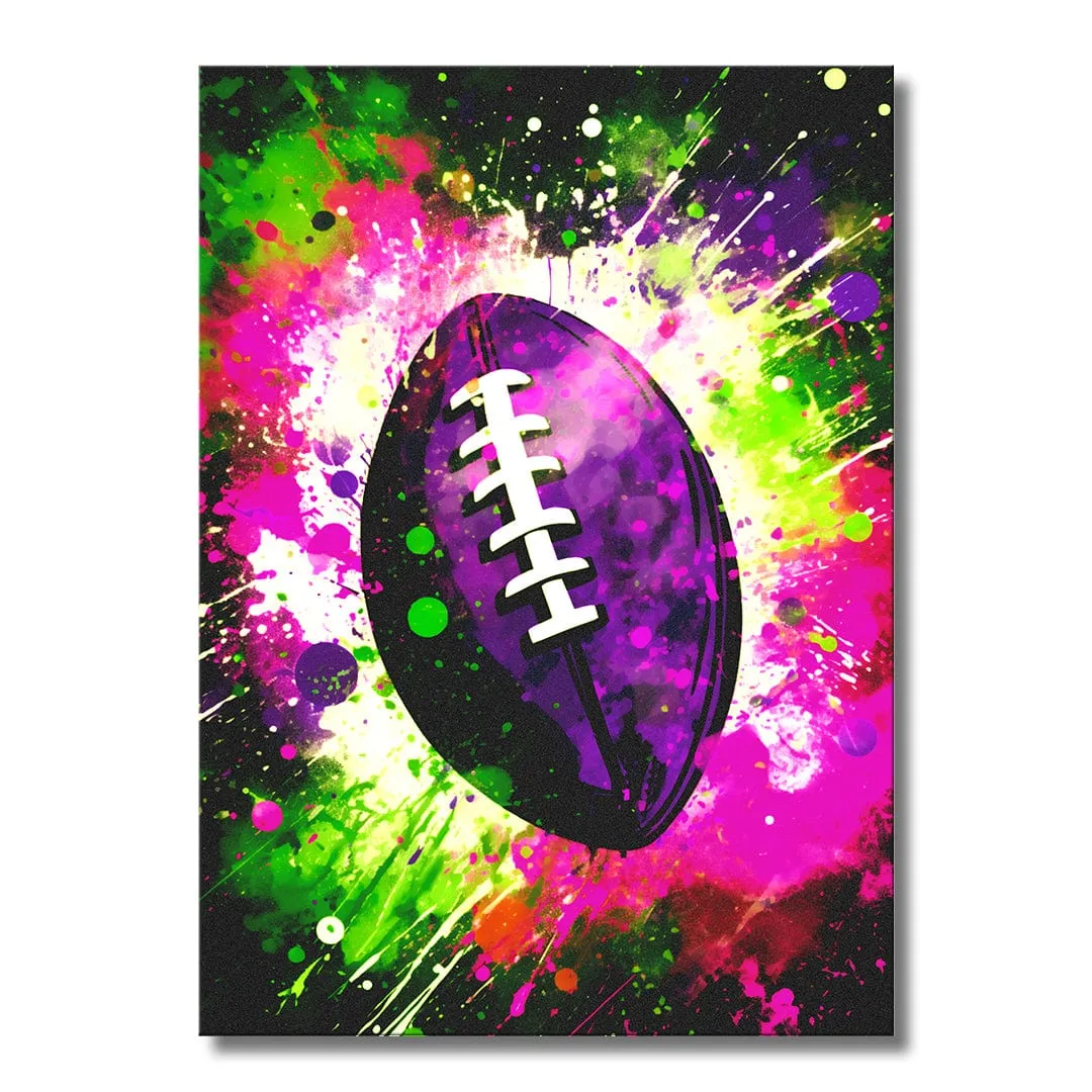 Explosion Purple Football - Metal Wall Art