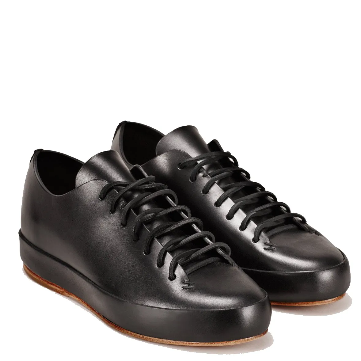 Feit - Black Veg Tan Hand Sewn Low Sneaker