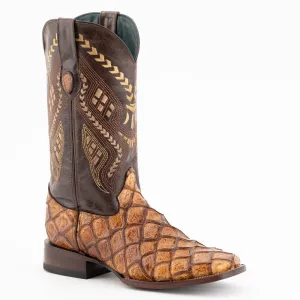 Ferrini Men's Bronco Pirarucu Print Square Toe Boots 43393-61