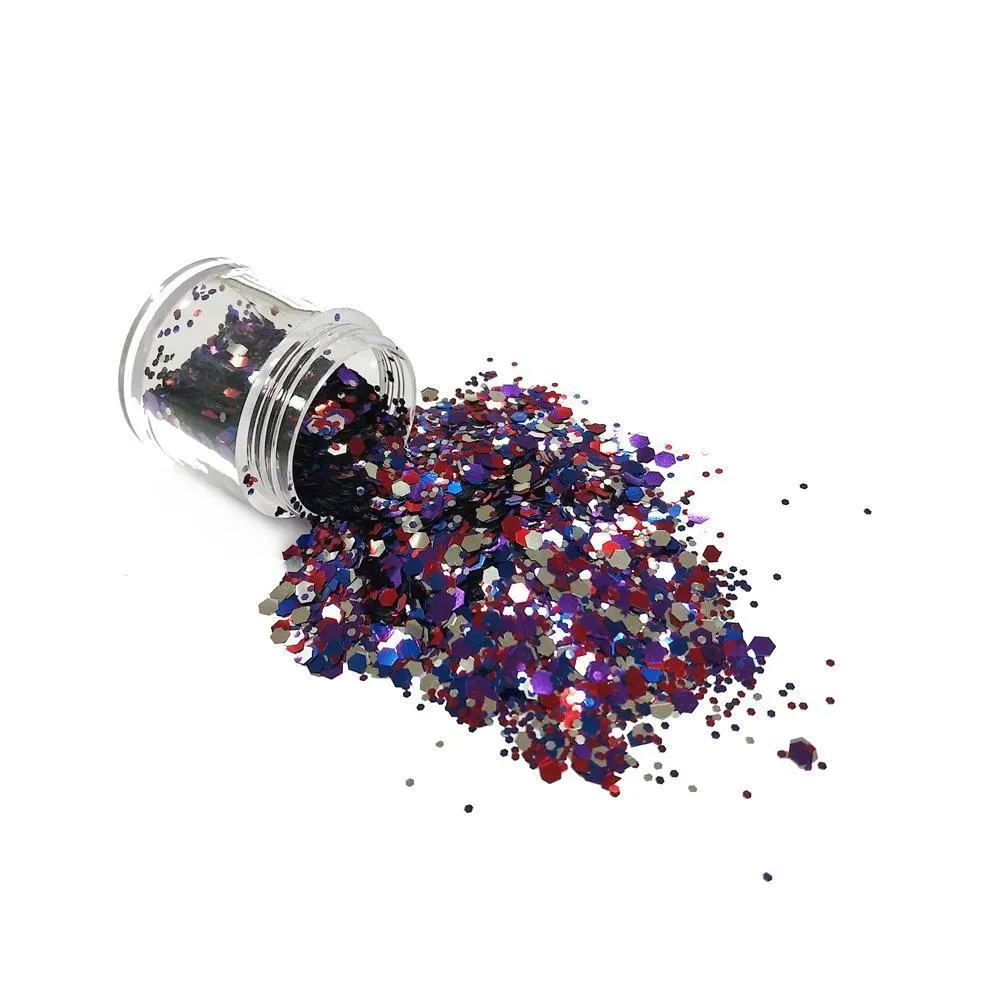 Firecracker Mixed Chunky Glitter, Polyester Glitter for Tumblers Nail Art Bling Shoes - 1oz/30g