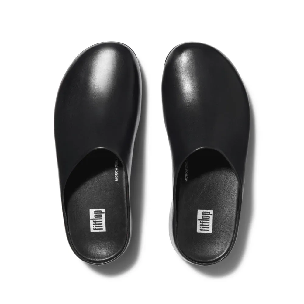 FitFlop Shuv Leather Clogs Black