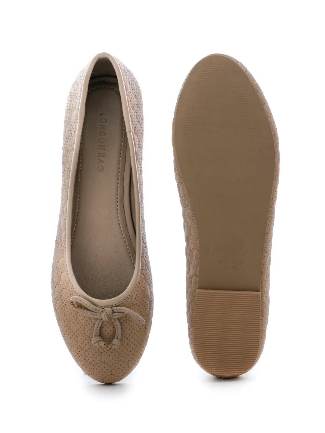 Football Stitched Tan Ballerinas