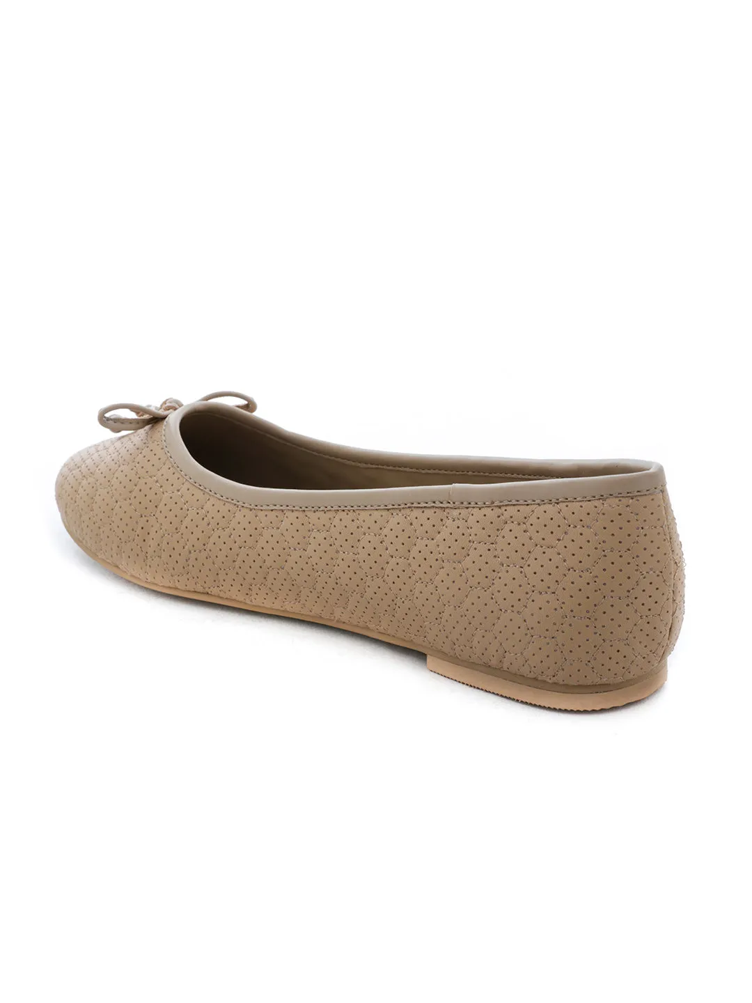 Football Stitched Tan Ballerinas